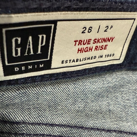 GAP True Skinny High Rise Jeans Womens 26 /2 Petite Dark Wash Stretch Denim - Picture 5 of 9